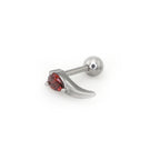 Heart Red CZ Dragon Fang stainless steel Ear Studs