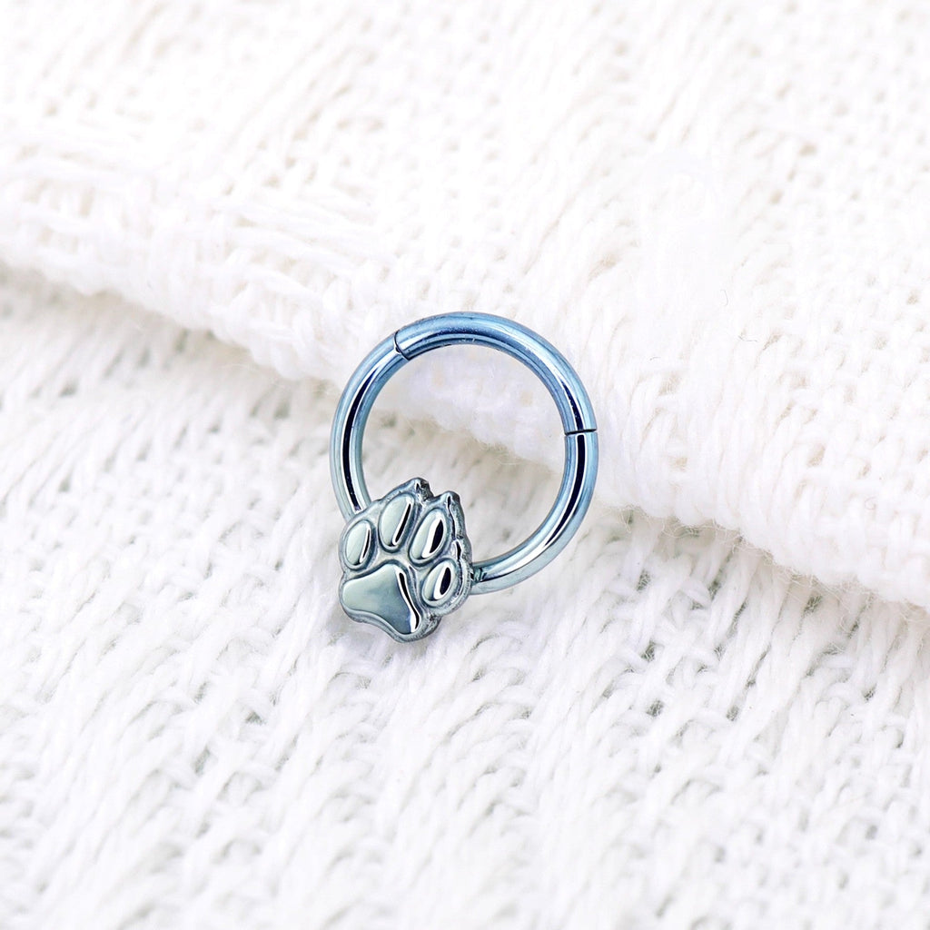 Cute Cat Paw Titanium Segment Hoop