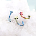 3D Star Spike Titanium Horseshoe ring