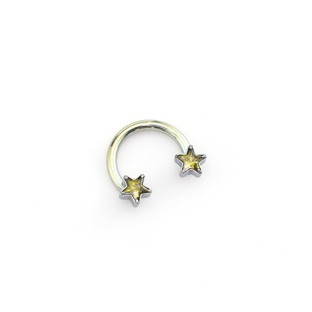 Star Shaped CZ Titanium Horseshoe Ring