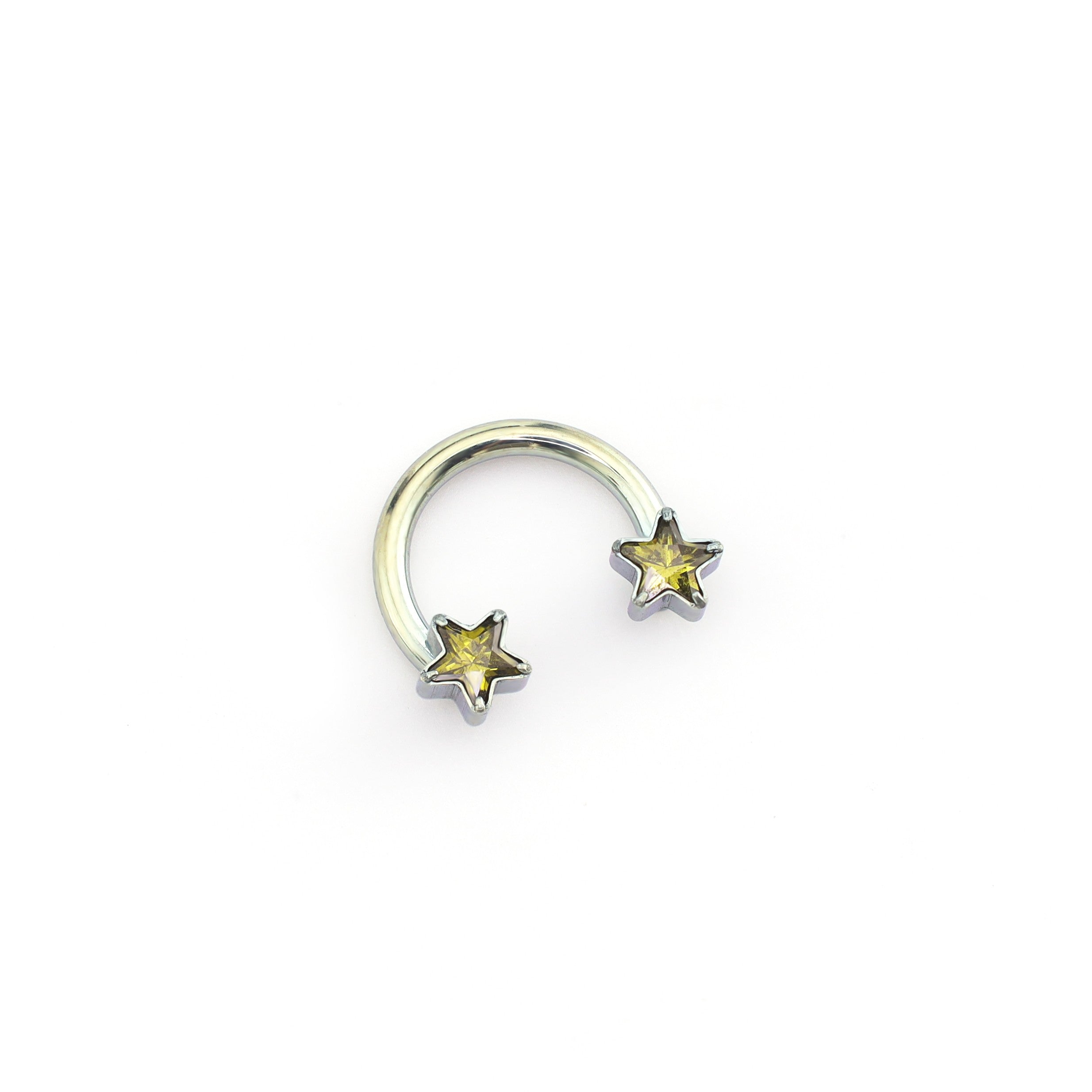 Star Shaped CZ Titanium Horseshoe Ring