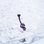 Double CZ internally threaded Titanium Belly Ring