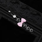 Pink Fabric bow tie Dangle Belly Ring