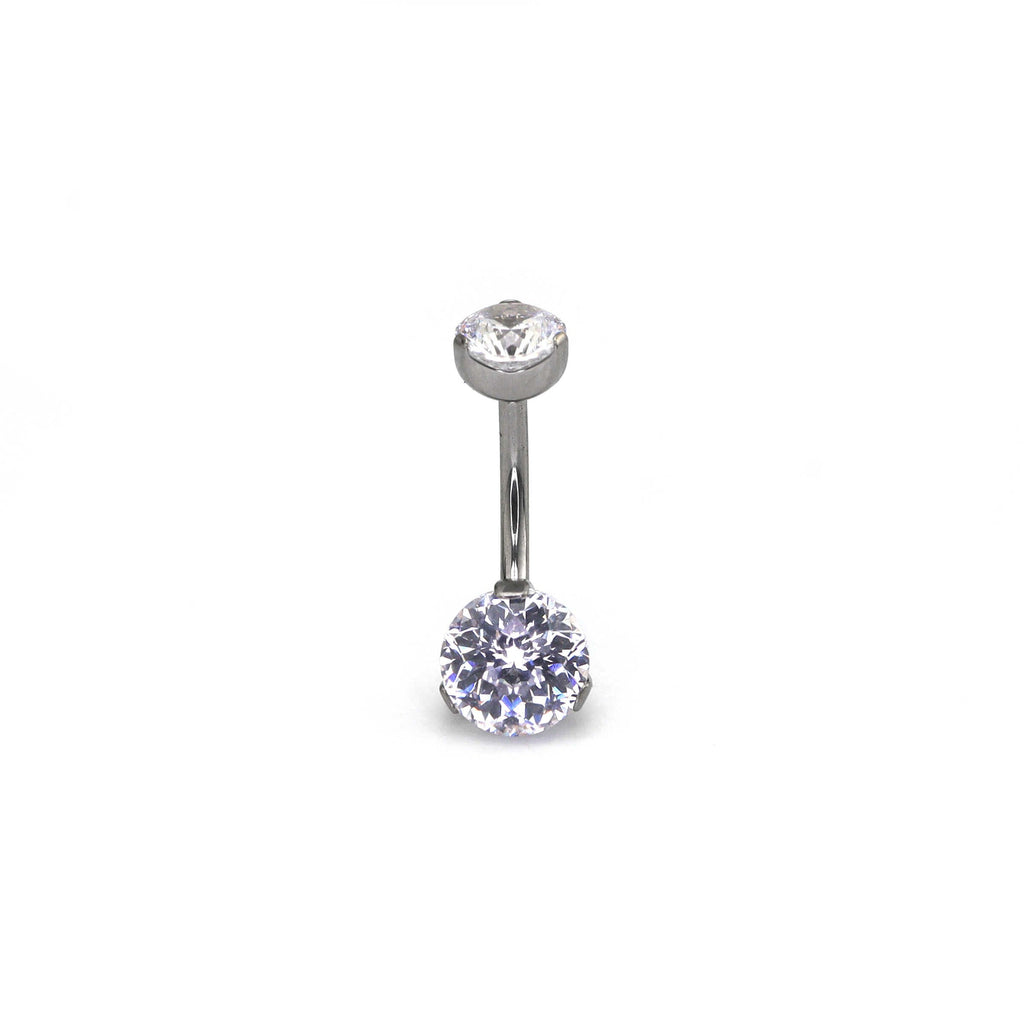 High Shine CZ Titanium Belly Ring