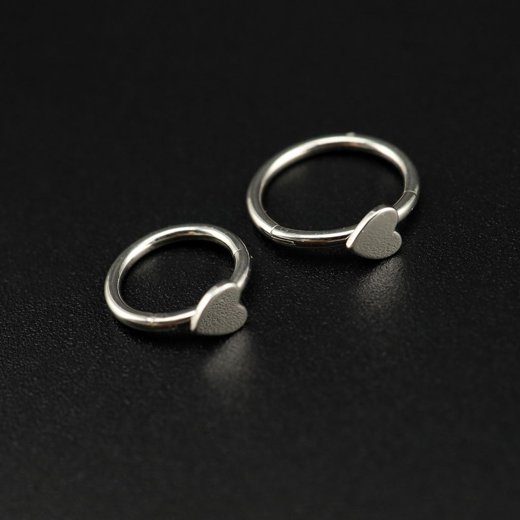 Heart Sterling Silver stainless steel Segment Hoop