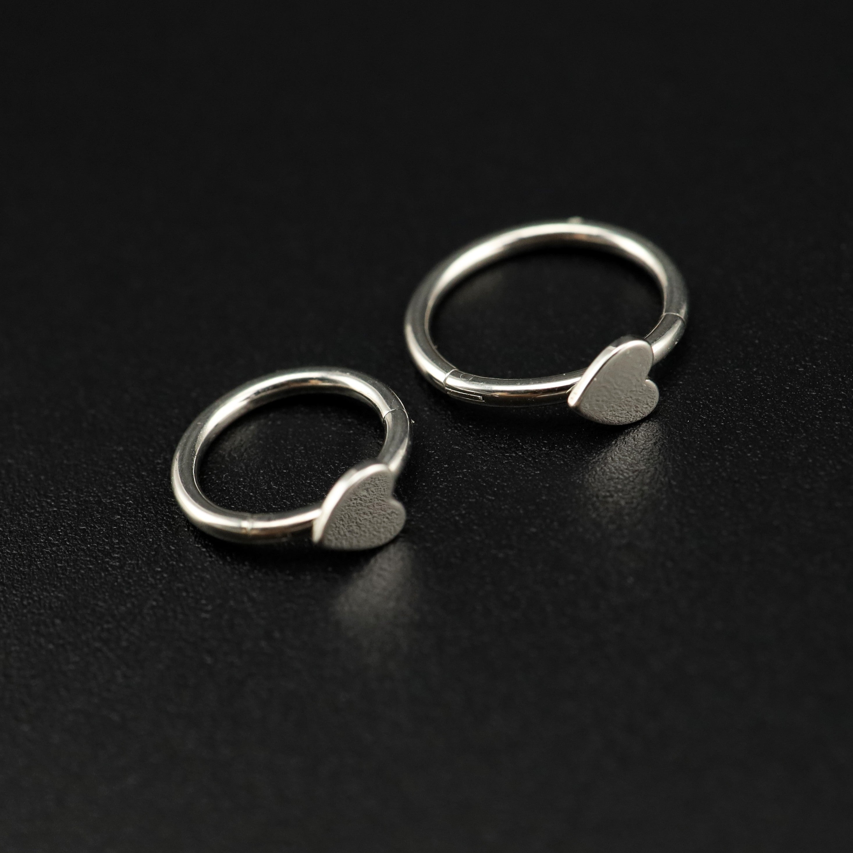 Heart Sterling Silver stainless steel Segment Hoop