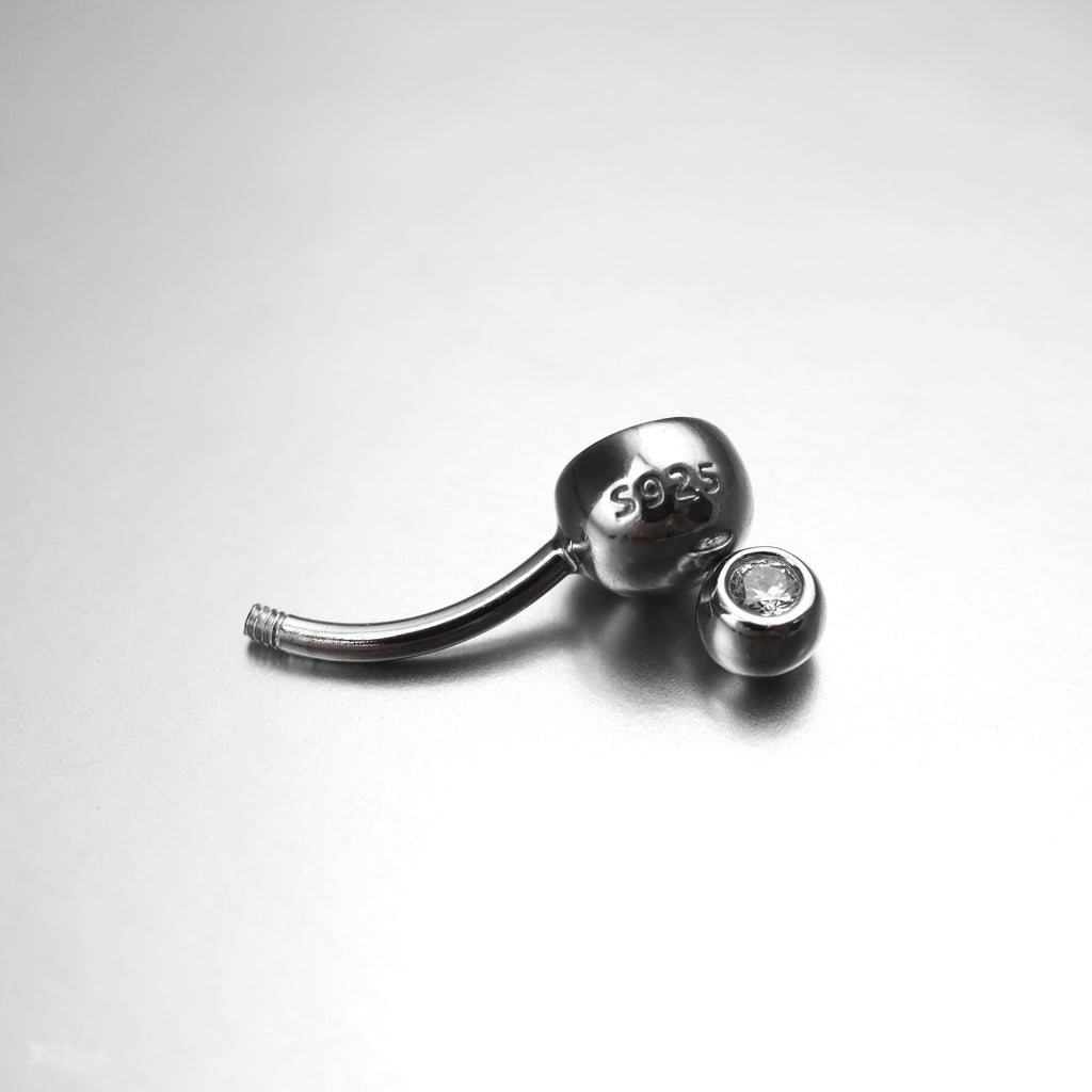 Double Gem CZ S925 Sterling Silver Belly Ring