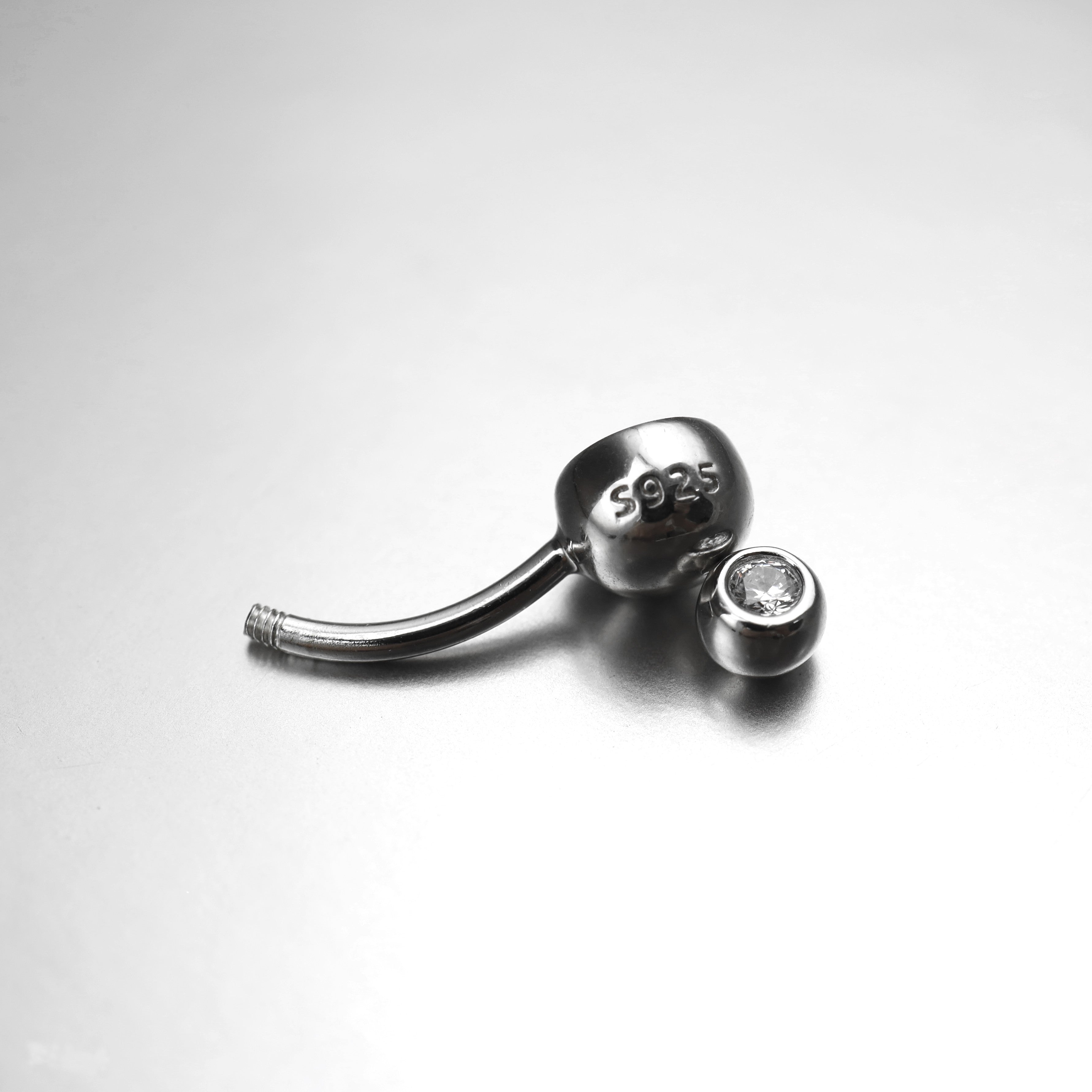 Double Gem CZ S925 Sterling Silver Belly Ring