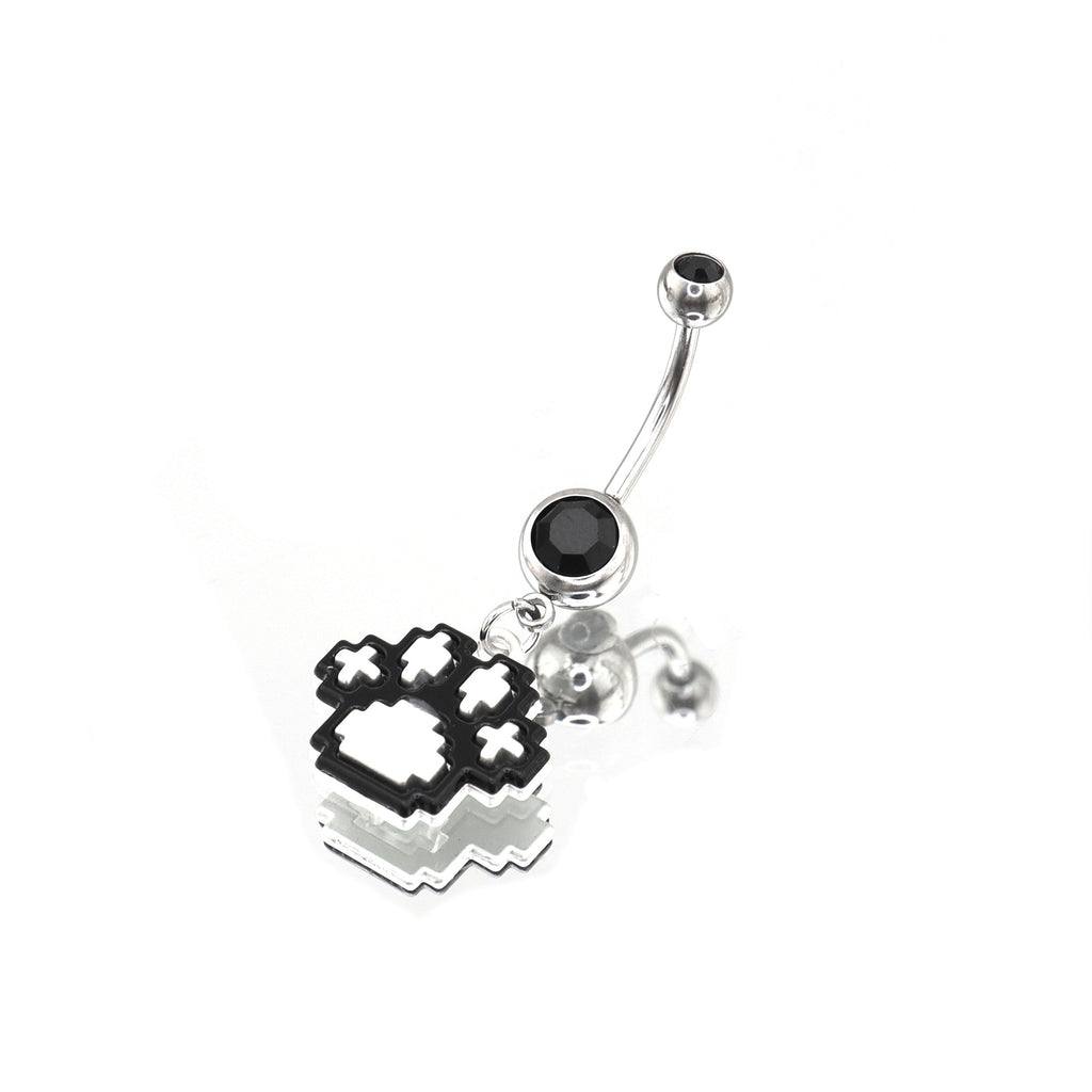 Pixel Art Cat Paw Pendant Belly Ring