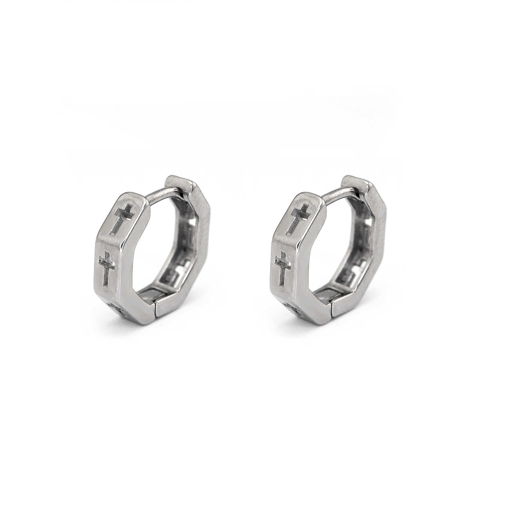 Openwork Hexagon Cross stainless steel Earrings