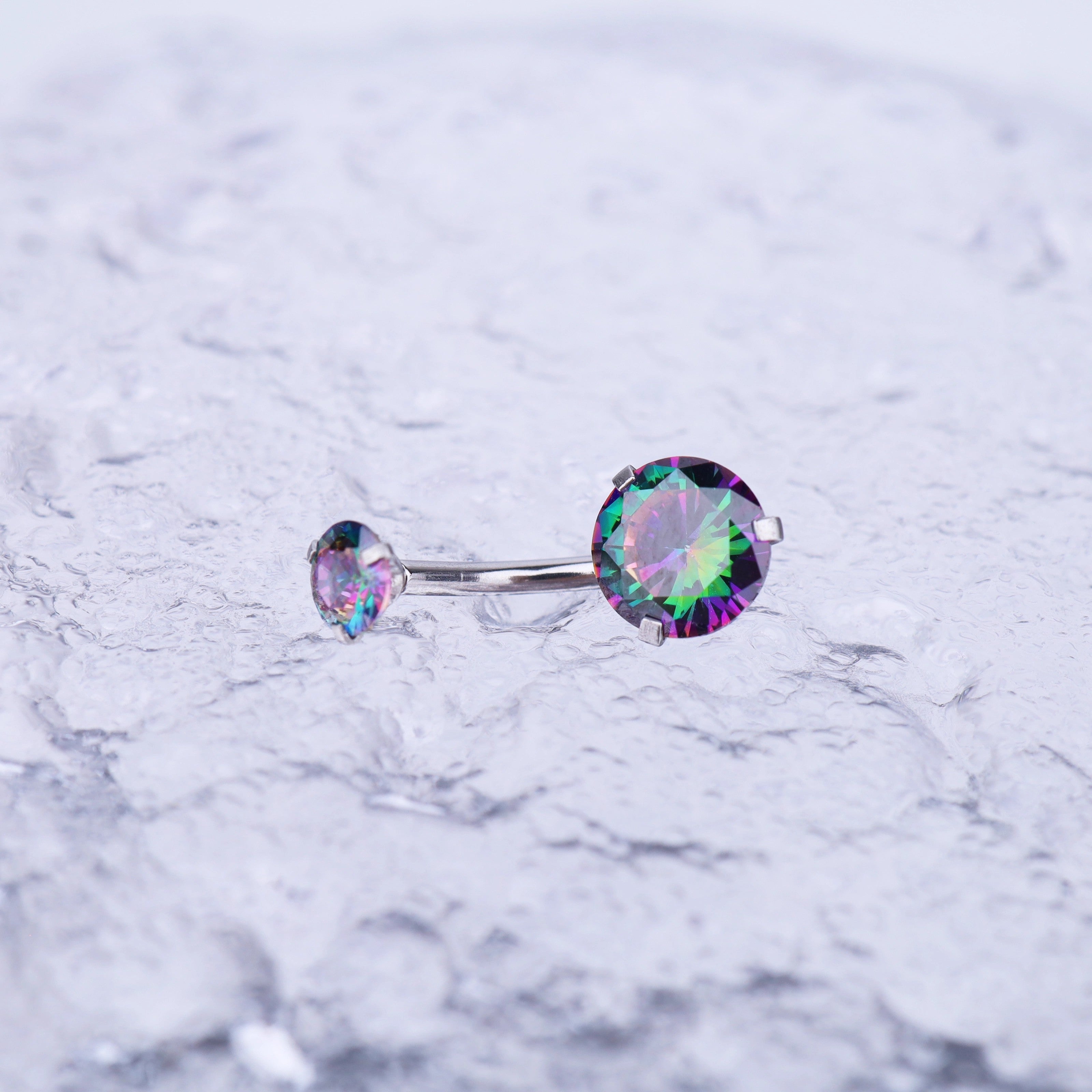 Round CZ Stainless Steel Belly Ring