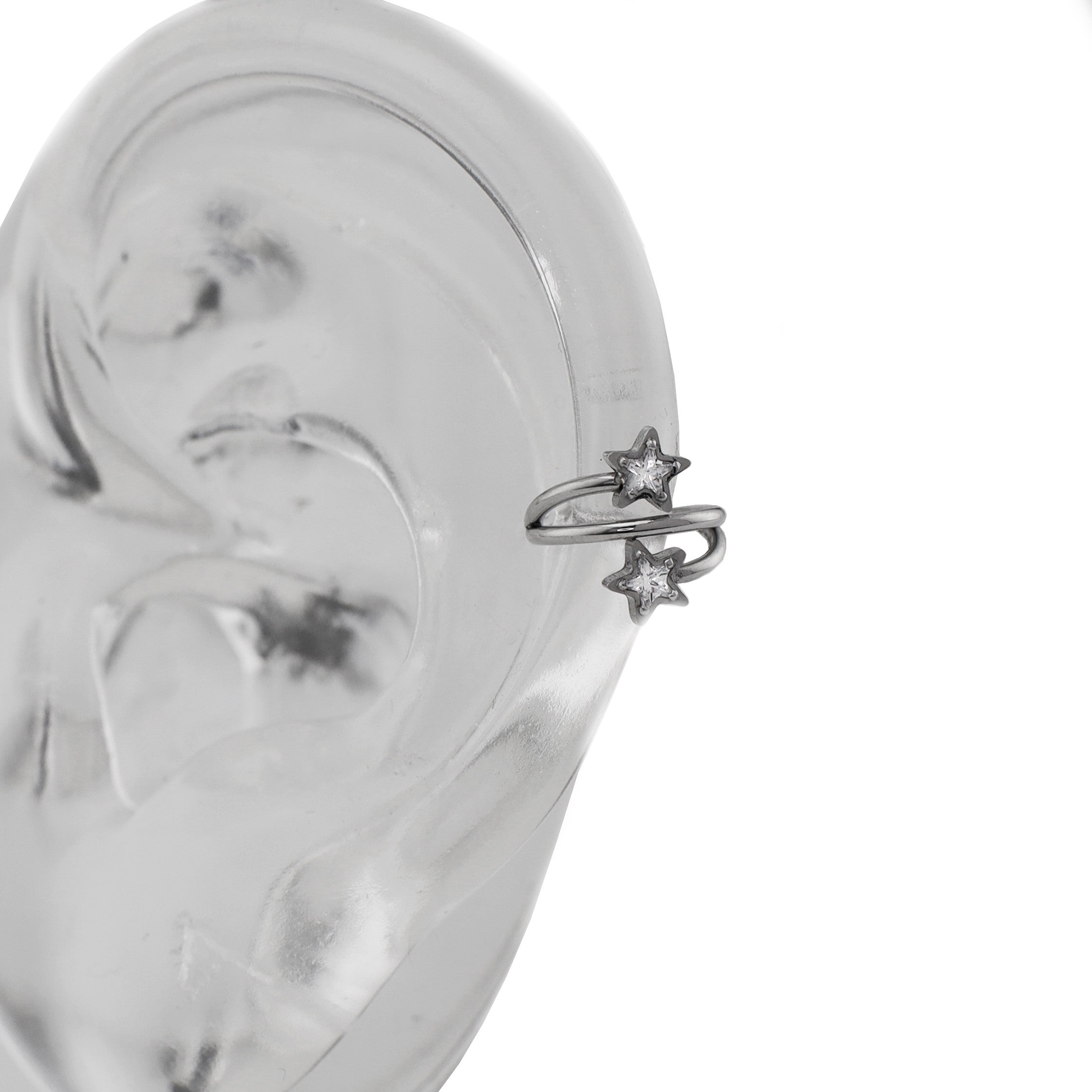 18G Double Pentagram CZ Segment Hoop