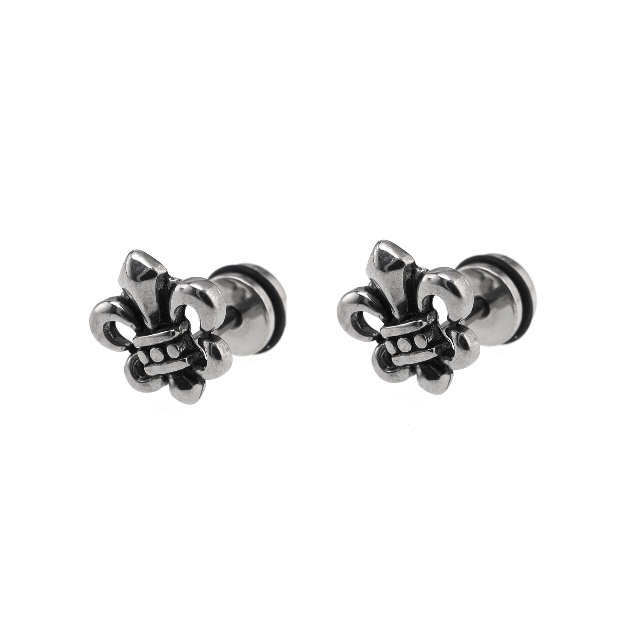 Engraved Snowflake Externally Threaded Stainless Steel Ear Studs