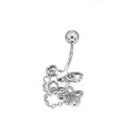 Heart-shaped CZ bow tie Dangle Belly Ring