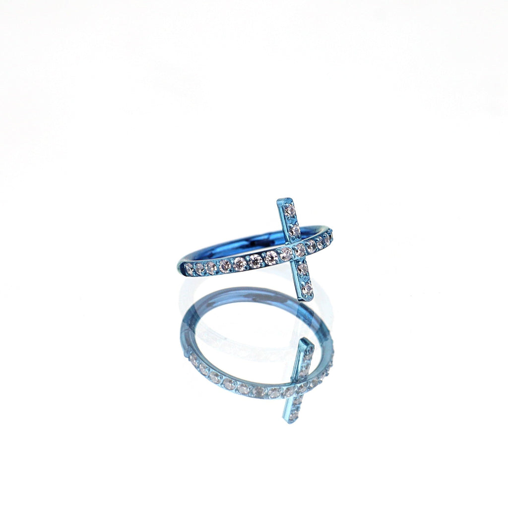 Cross CZ Titanium Clicker Nose Hoop