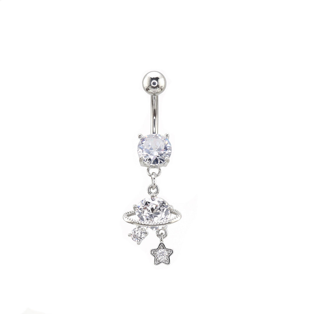 Saturn CZ Pendant Belly Ring