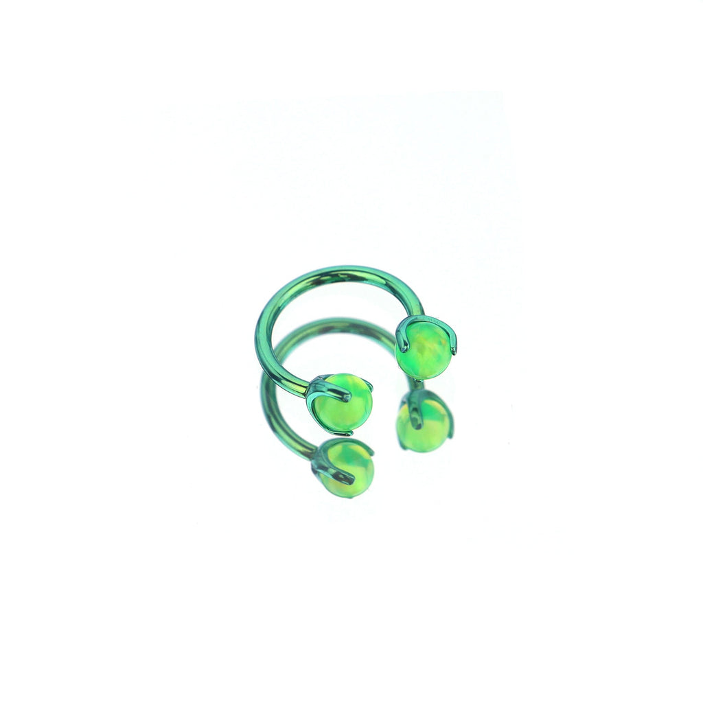 Opal Internally Threaded Titanium Horseshoe Ring