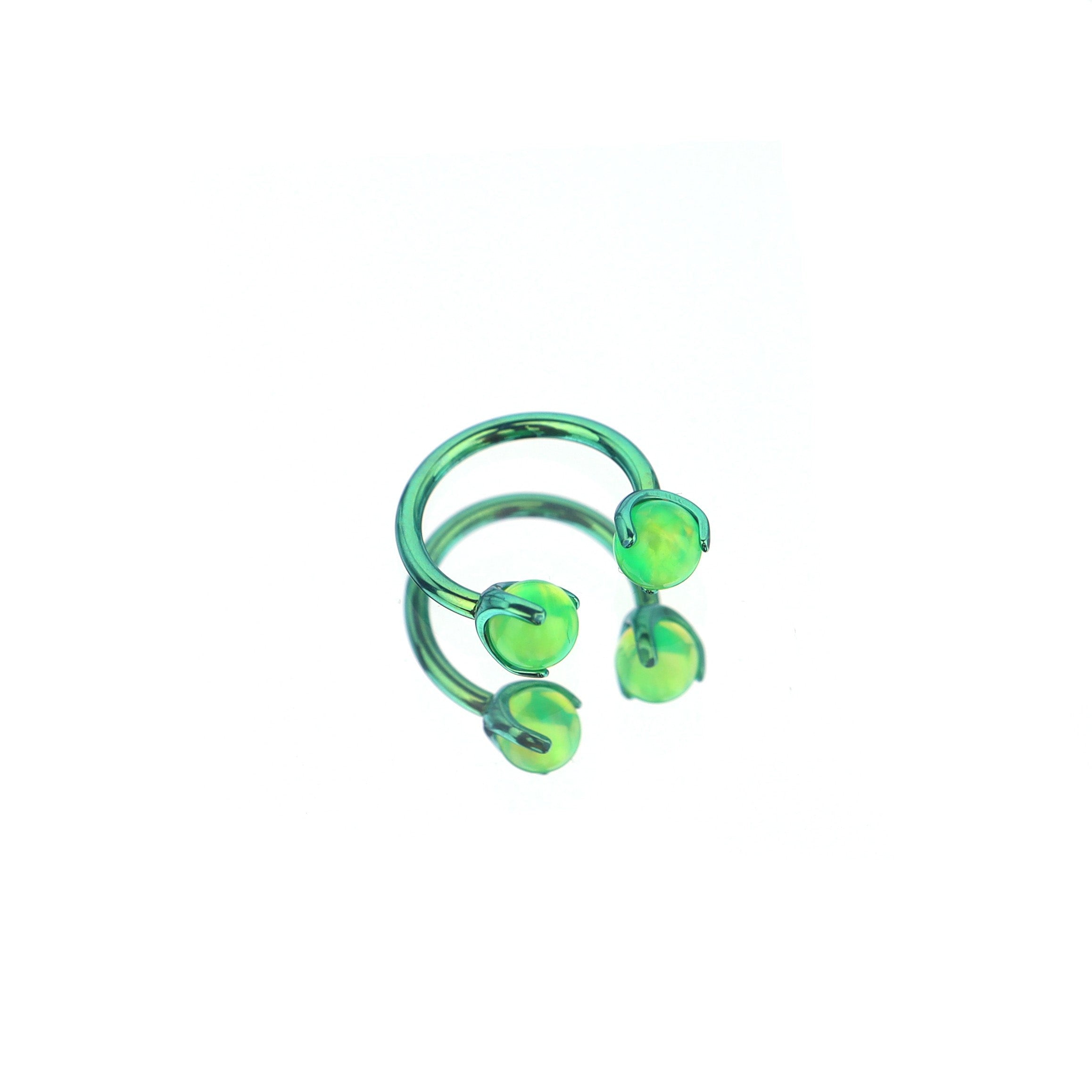 Opal Internally Threaded Titanium Horseshoe Ring