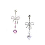 Heart-shaped CZ bow tie Dangle Belly Ring