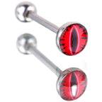 Red & Green Devil Eye Oil Slick Tongue Stud