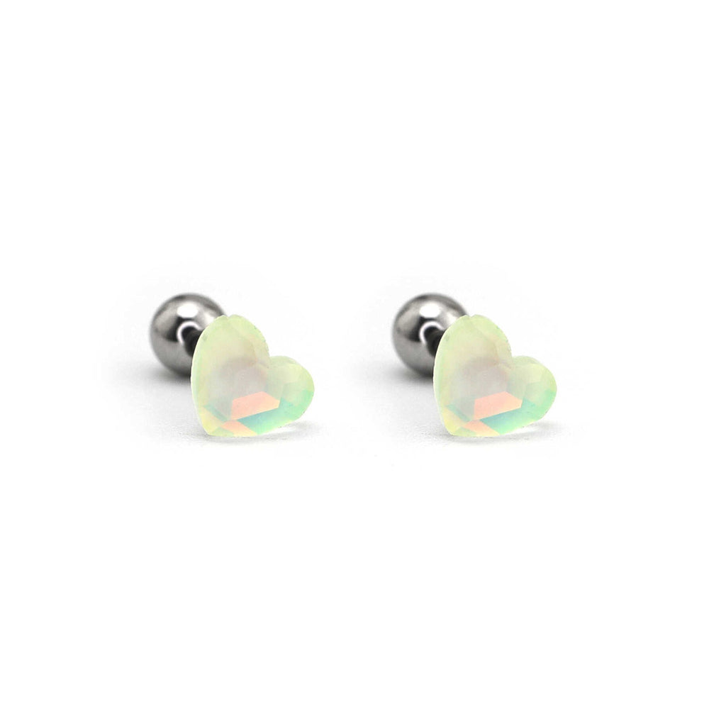Heart Crystal Stainless Steel Ear Studs