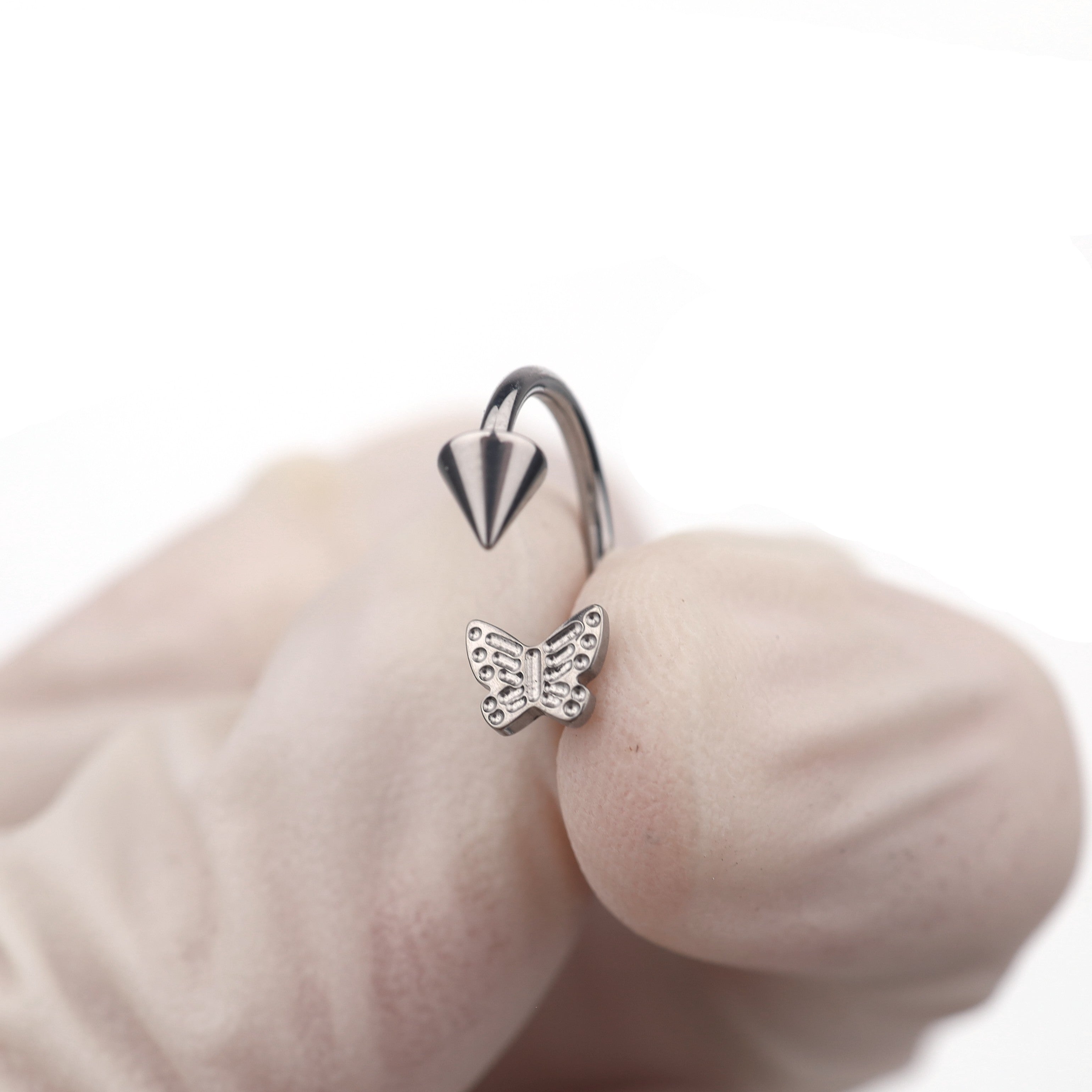 Butterfly Tapered Titanium Horseshoe Ring
