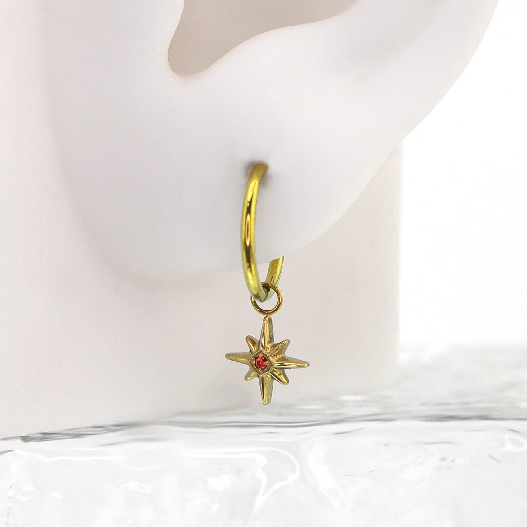 Octagram CZ Pendant Titanium Segment Hoop