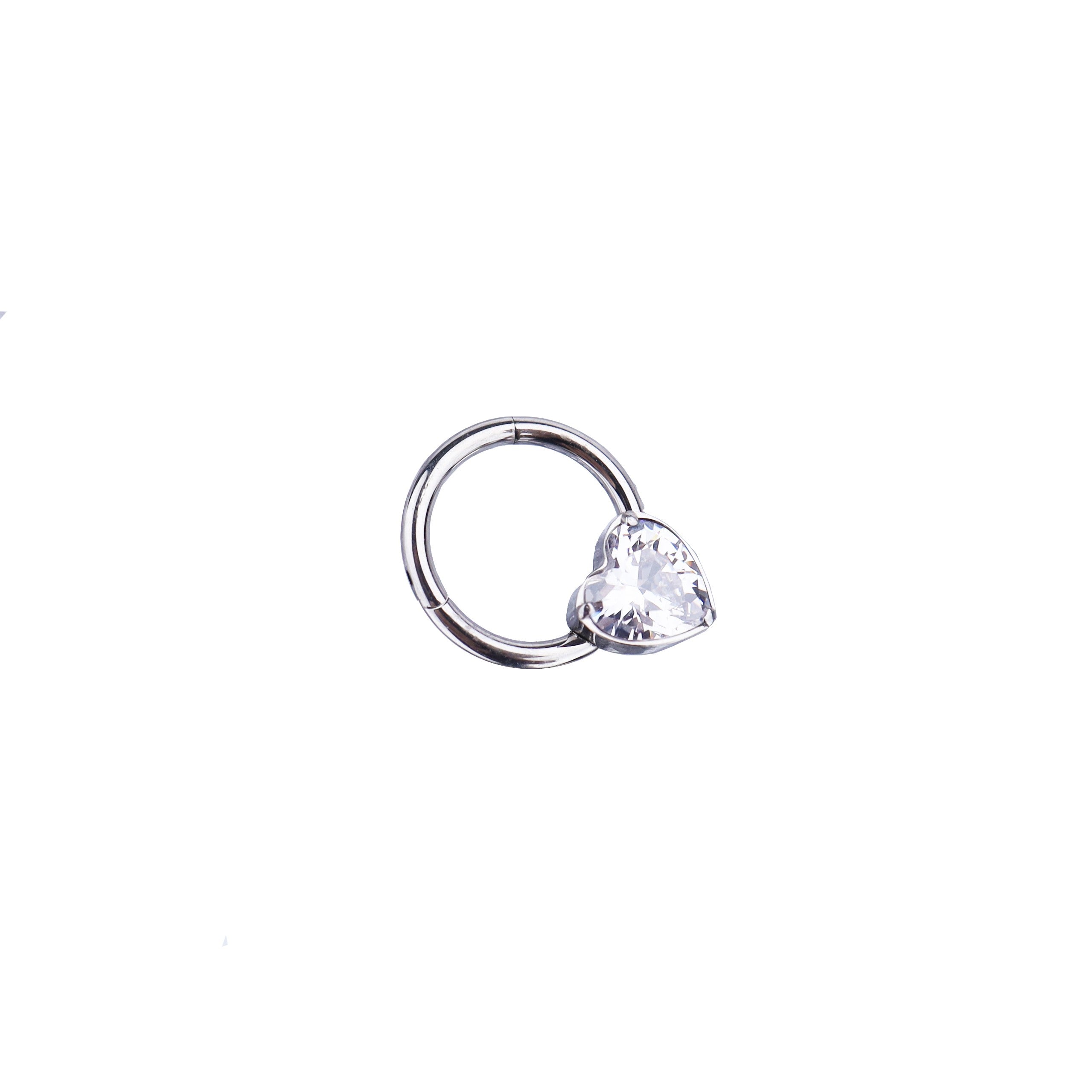 Heart-shaped CZ stainless steel Segment Hoop