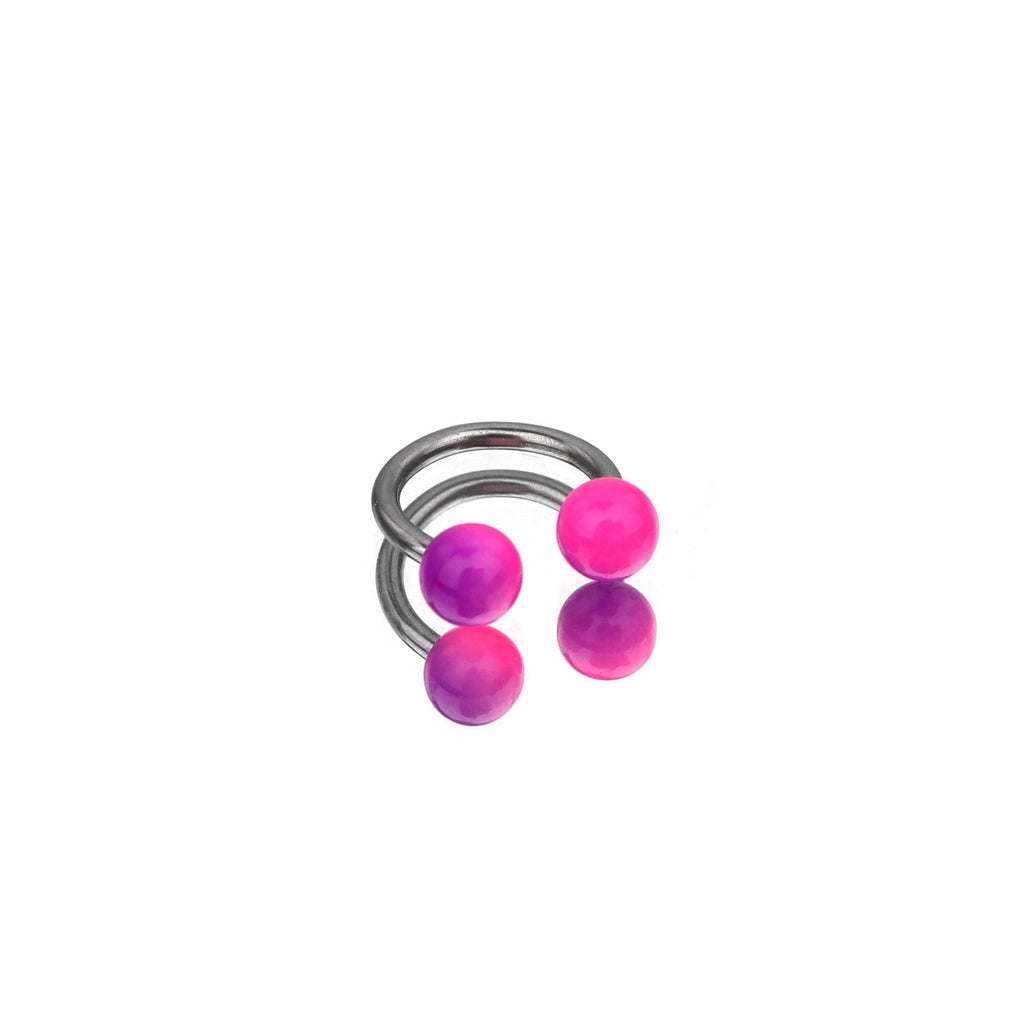 Colorful Acrylic Contrast Ball Horseshoe Ring