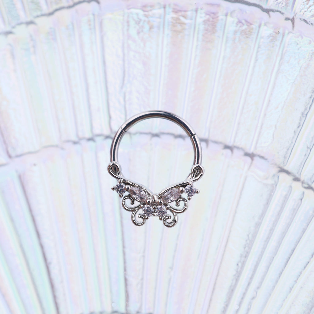 Butterfly CZ stainless steel Septum Ring