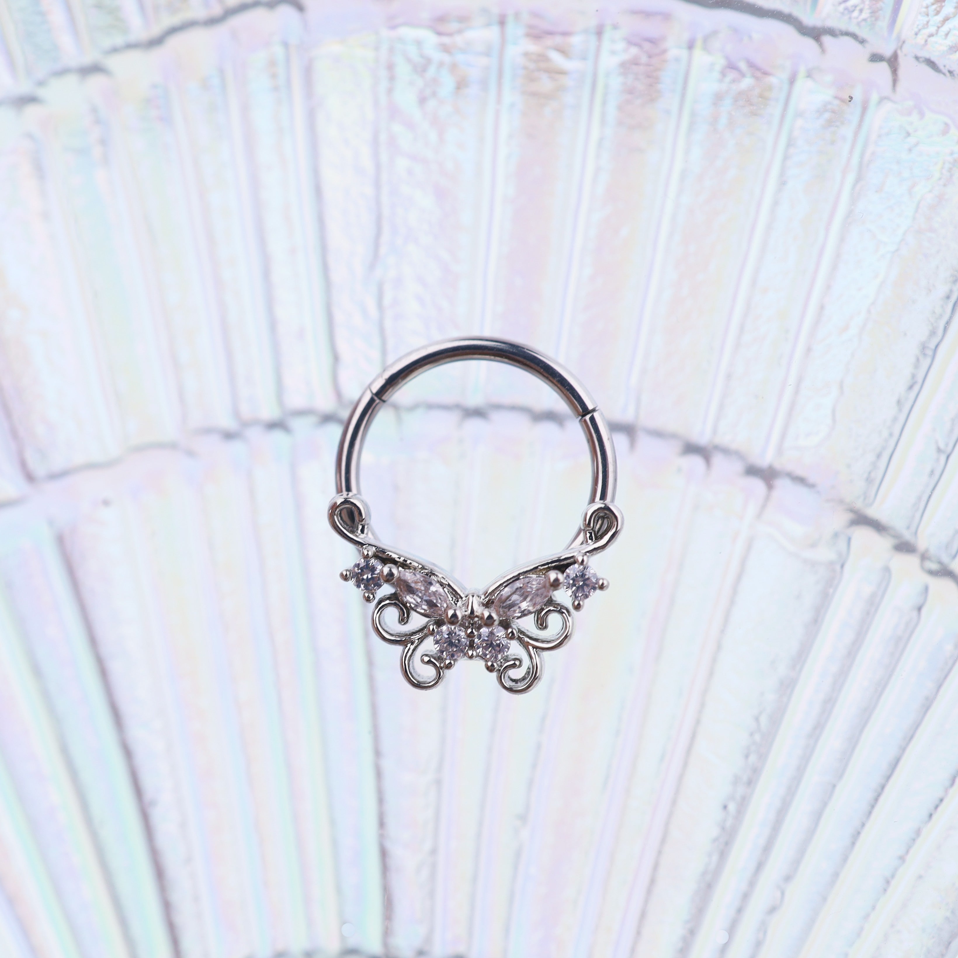 Butterfly CZ stainless steel Septum Ring