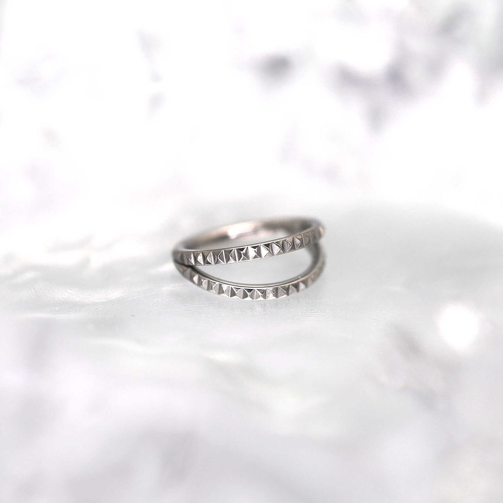 Double Hoop Engraved Titanium Segment Hoop