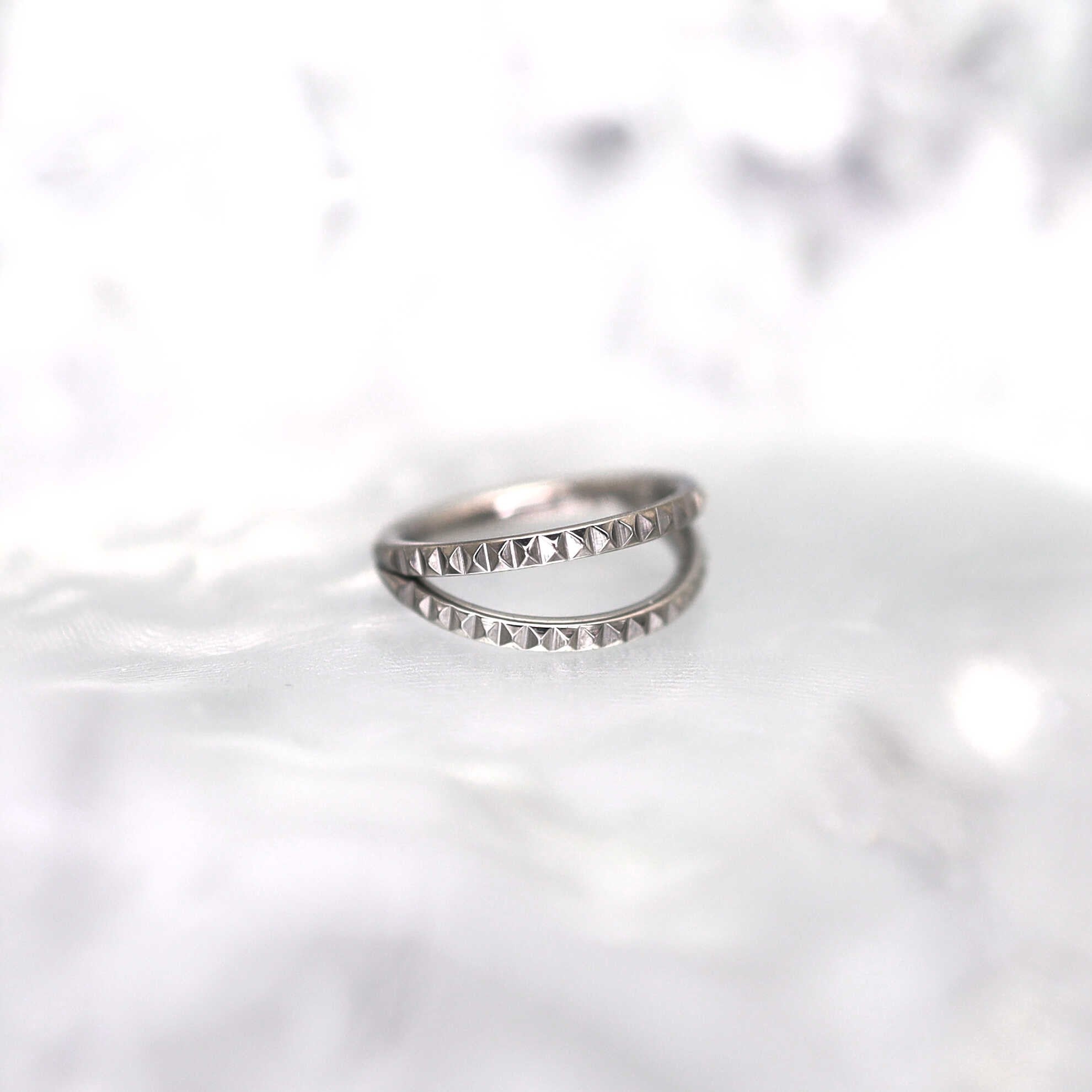 Double Hoop Engraved Titanium Segment Hoop