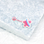 Pink Cherry Blossom Star stainless steel Belly Ring