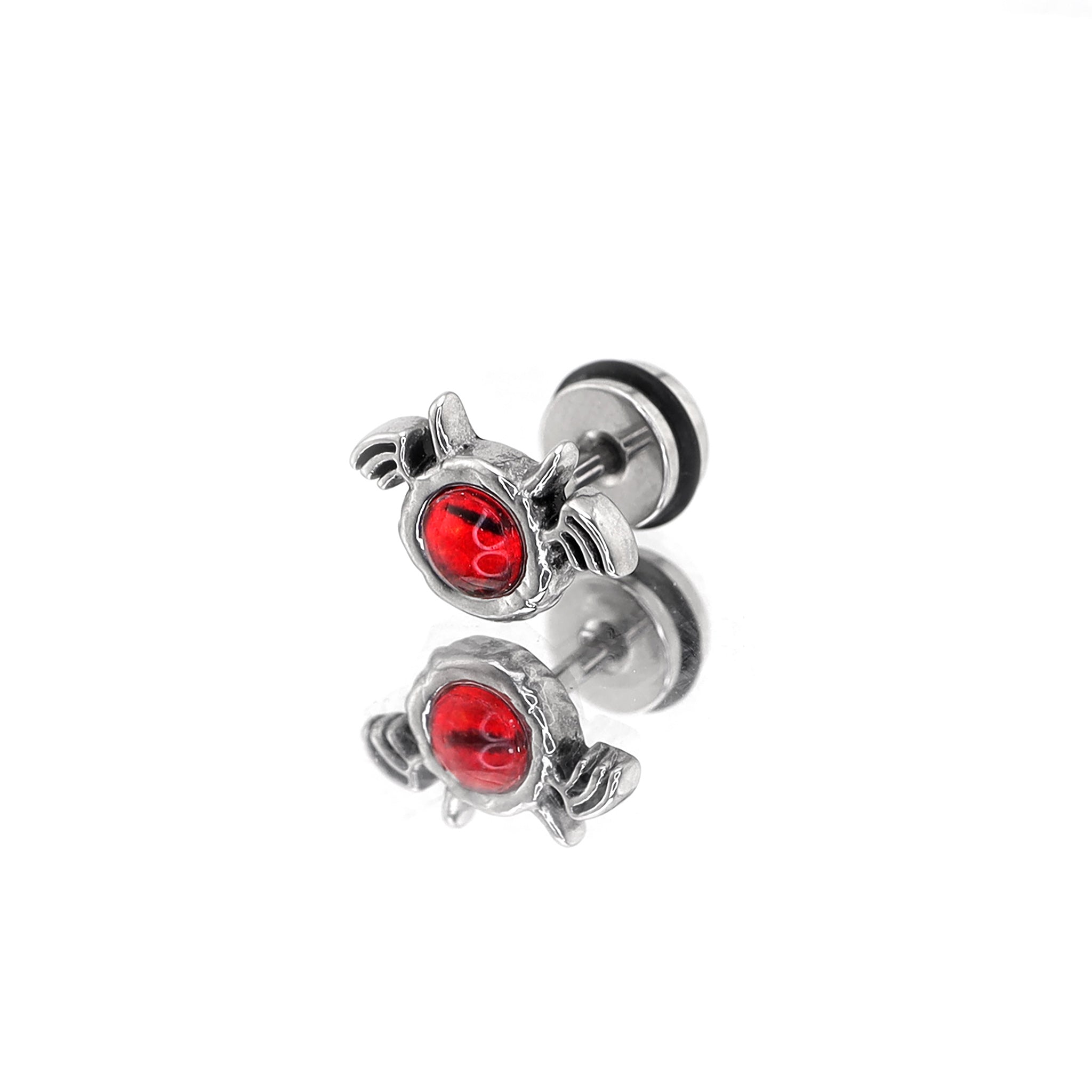 Red & Green Demon Wing stainless steel Ear Stud