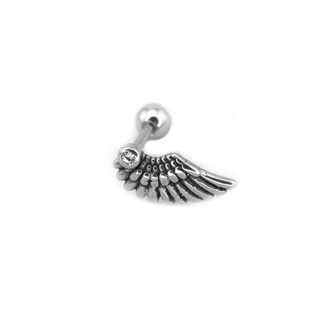 Single Wing CZ stainless steel Ear Stud