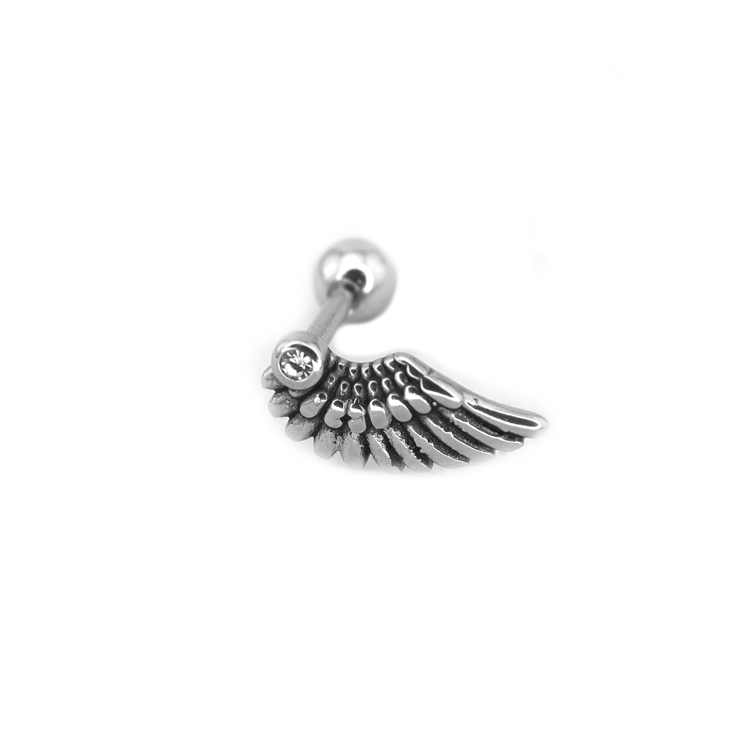 Single Wing CZ stainless steel Ear Stud