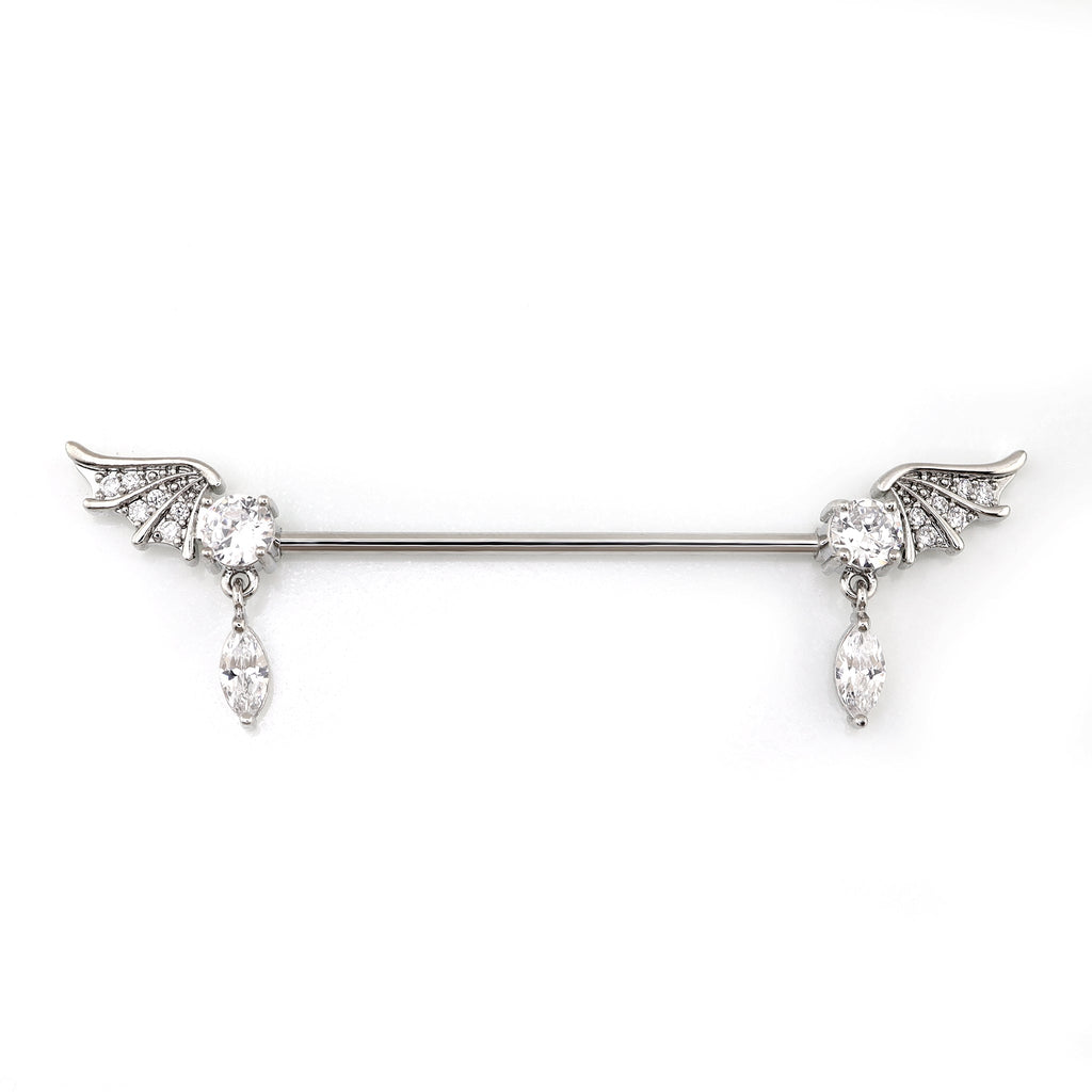 Wing CZ Pendant stainless steel Industrial Barbell