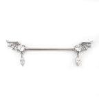 Wing CZ Pendant stainless steel Industrial Barbell