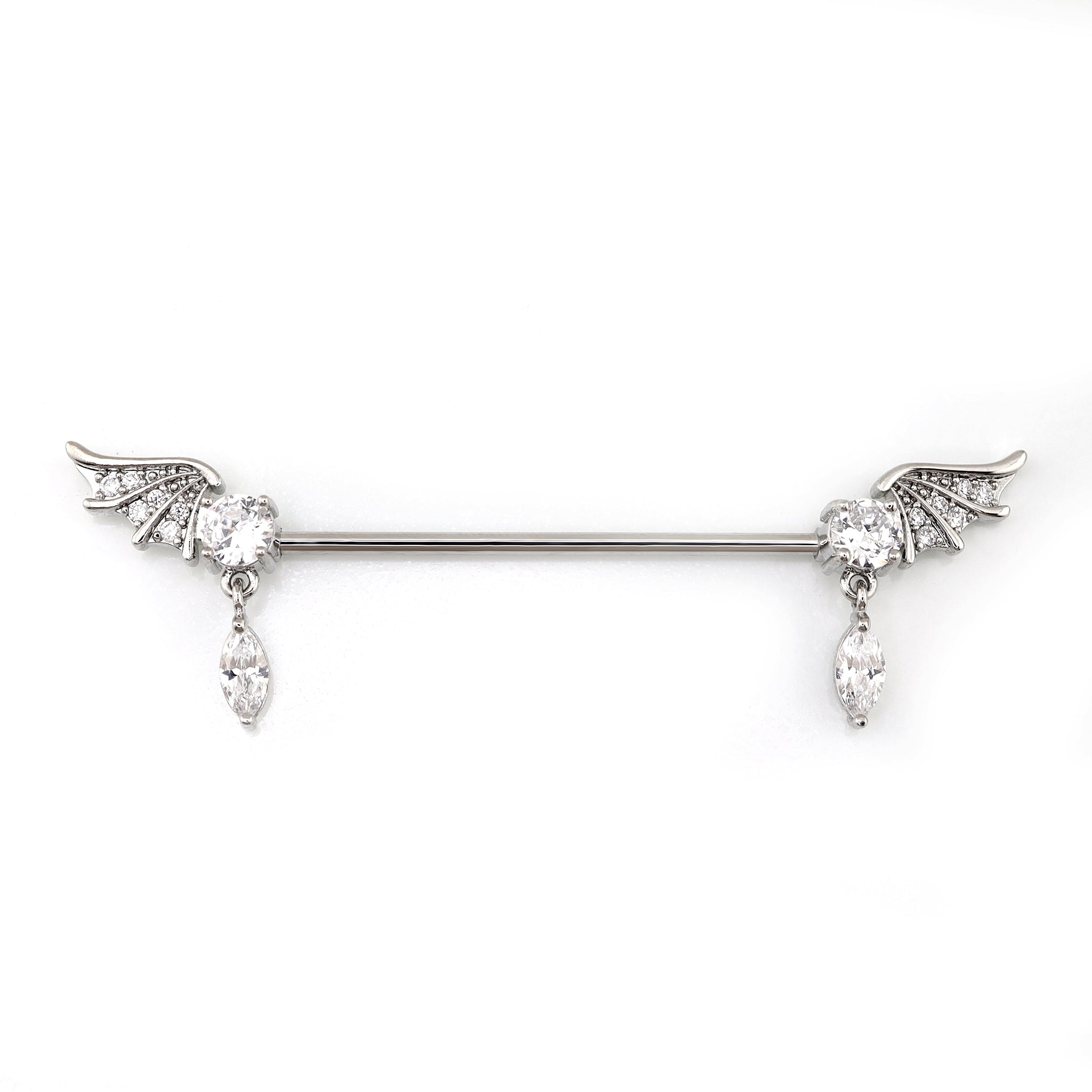 Wing CZ Pendant stainless steel Industrial Barbell