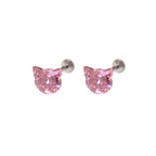 High-Shine CZ Cat Head Internally Threaded Titanium Studs