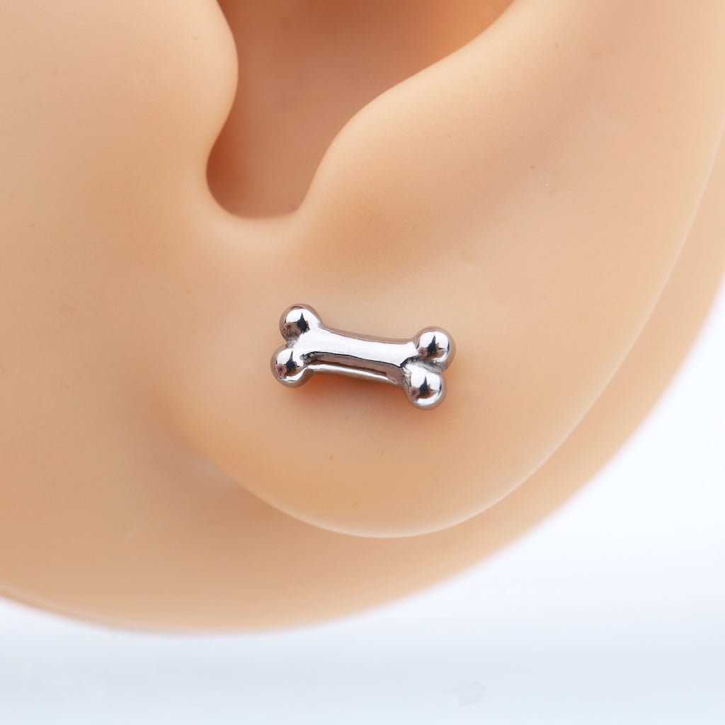 Cute Mini Bone Stainless Steel Internally Threaded Lip Ring