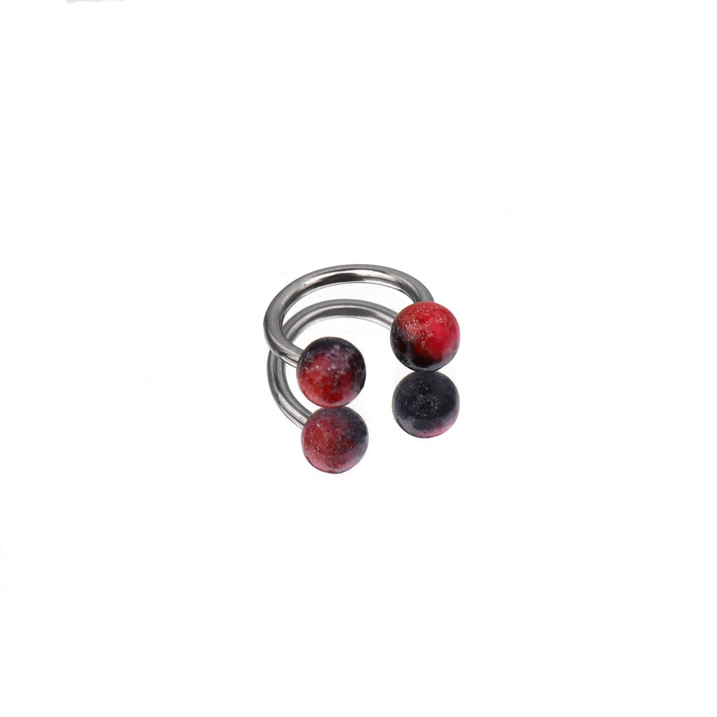 Colorful Acrylic Contrast Ball Horseshoe Ring