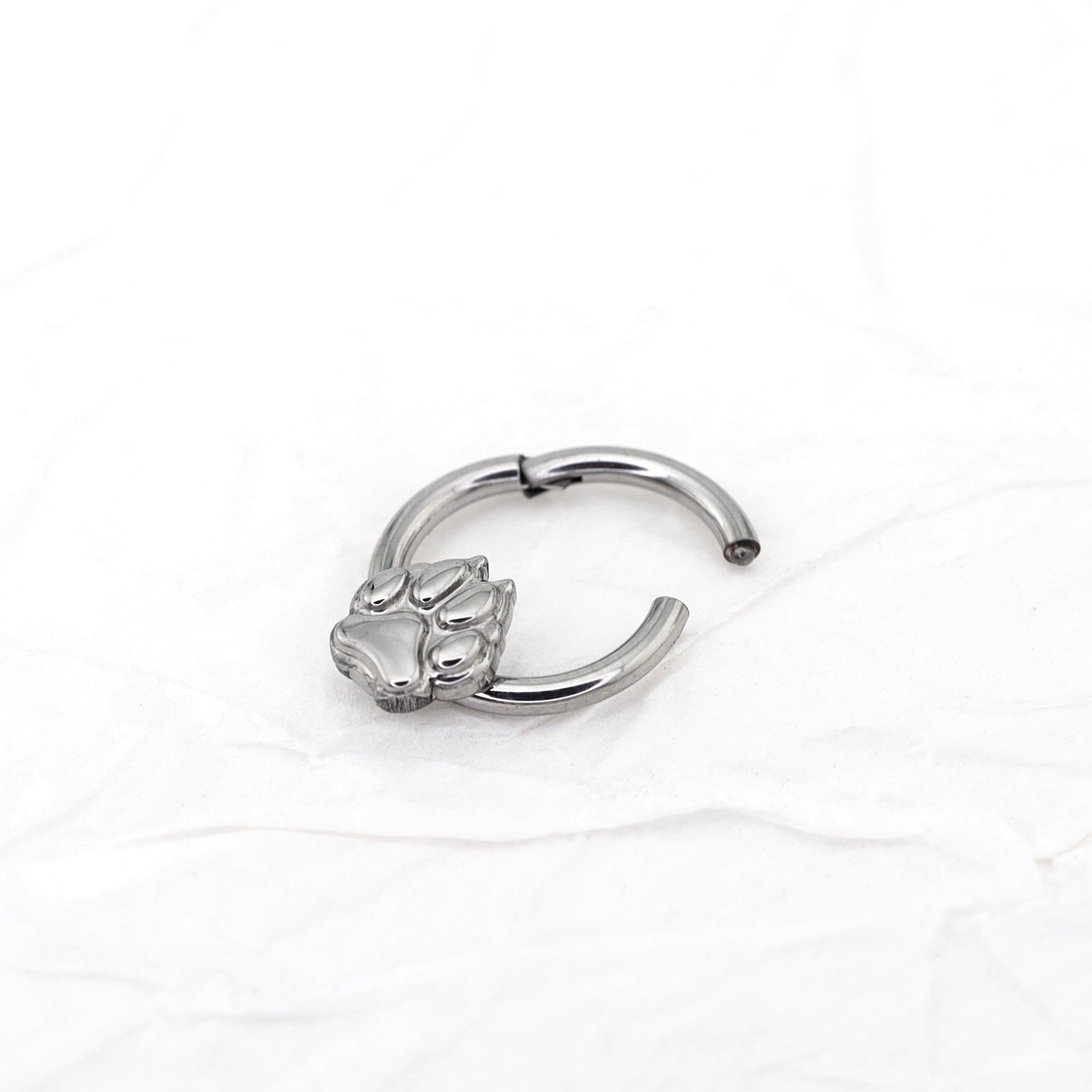 Cute Cat Paw Titanium Segment Hoop