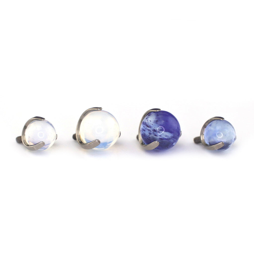 Blue & White Opal Titanium barbell stud
