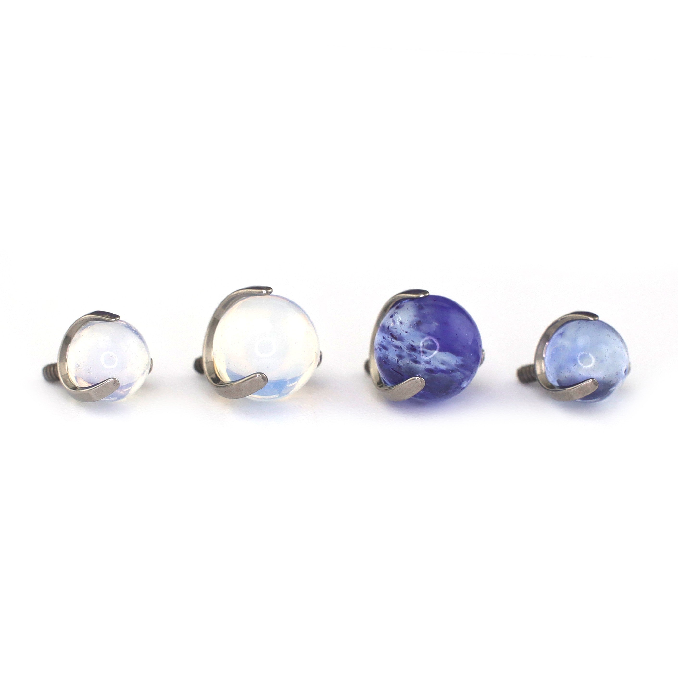 Blue & White Opal Titanium barbell stud