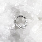 Square-Shaped Rainbow CZ Titanium Segment Hoop