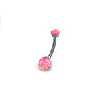 Round Opal Titanium Belly Ring