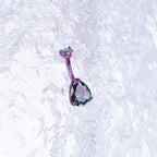 Teardrop CZ Internally Threaded Titanium Belly Ring