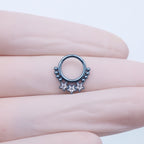 Triple Star CZ Titanium Segment Hoop